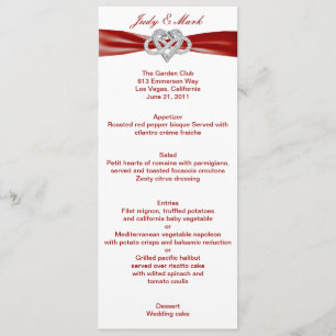 Red Infinity Heart Wedding Menu Card