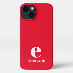 Red Initial Monogram Red Simple Modern iPhone 13 Case
