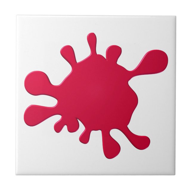 Red ink blot ceramic tile (Front)