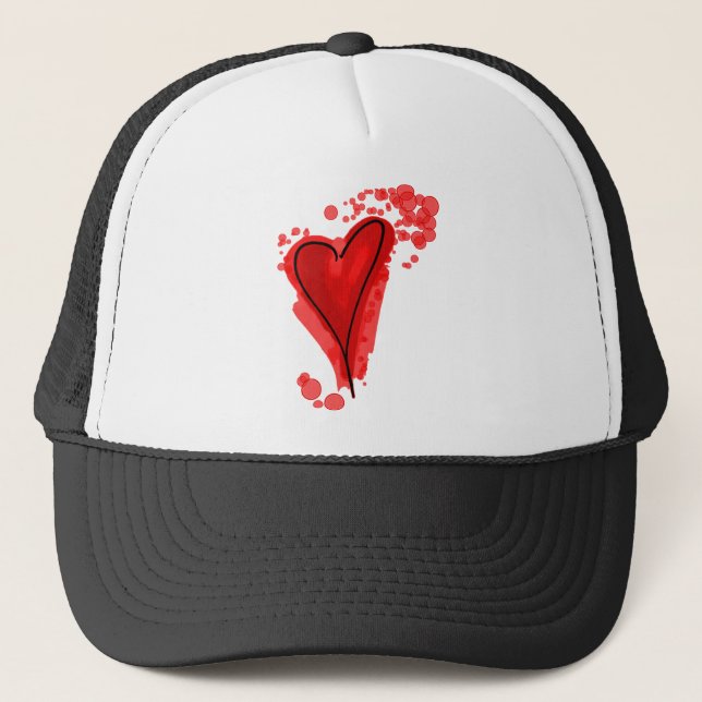 Red Inky Heart Trucker Hat (Front)