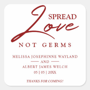 Red Inspirational Quote Wedding Sanitizer Hand Gel Square Sticker