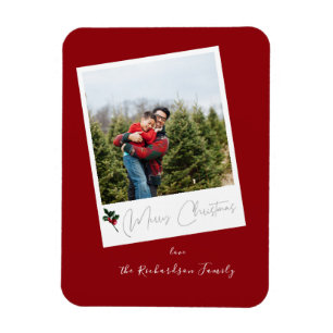 Red Instant Photo Merry Christmas Magnet