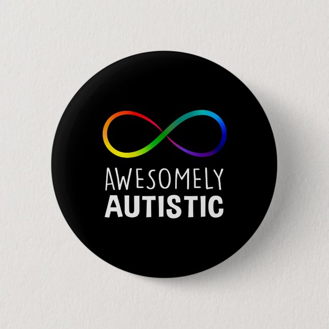 Red Instead Autism Awesomely Autistic Infinity  6 Cm Round Badge (Front)