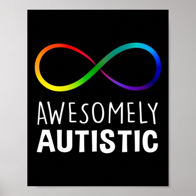 Red Instead Autism Awesomely Autistic Infinity  Poster (Front)