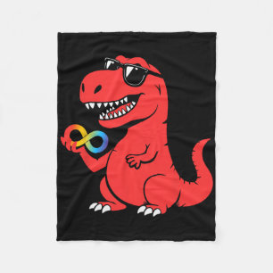 Red Instead Autism Dino Autism Awareness Acceptanc Fleece Blanket