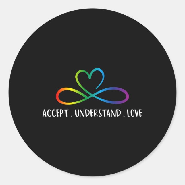 Red Instead Autism Infinity Accept Understand Love Classic Round Sticker (Front)