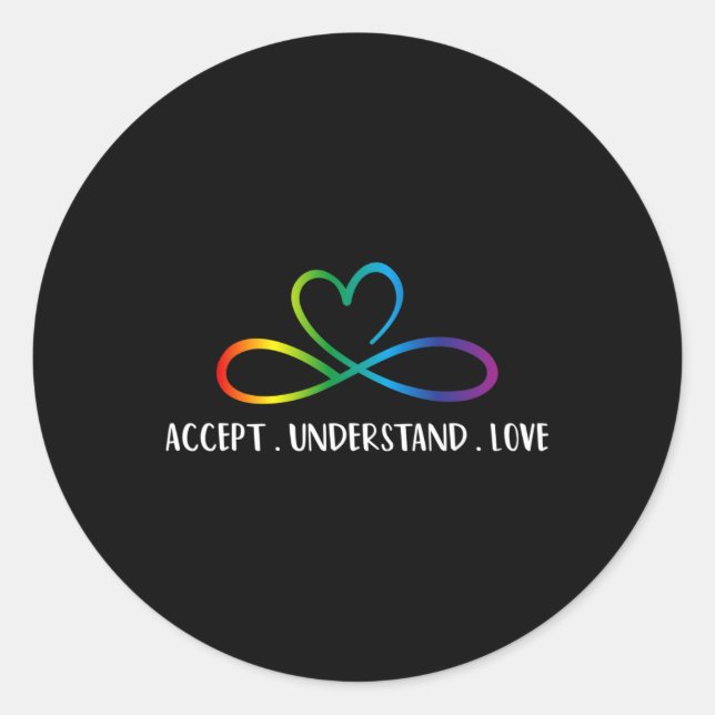 Red Instead Autism Infinity Accept Understand Love Classic Round Sticker (Front)