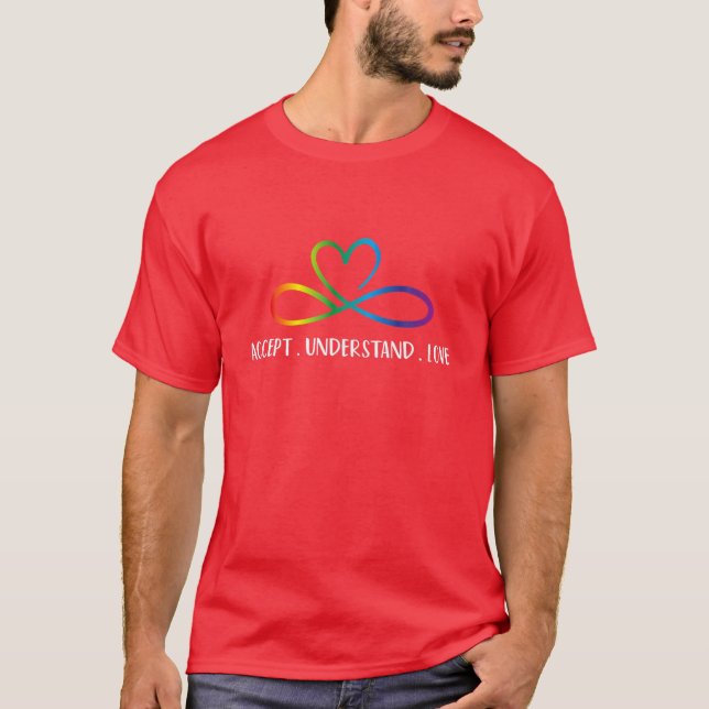 Red Instead Autism Infinity Accept Understand Love T-Shirt (Front)