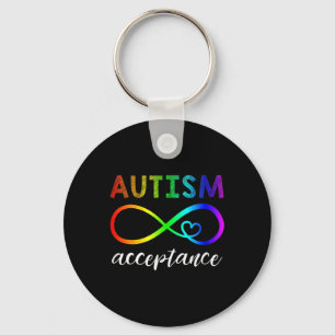 Red Instead Autism Shirt Autism Acceptance Key Ring