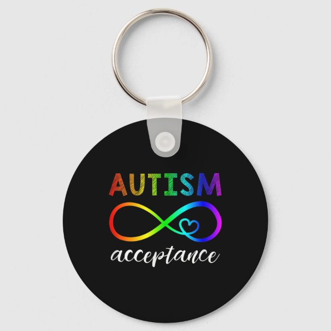 Red Instead Autism Shirt Autism Acceptance  Key Ring (Front)