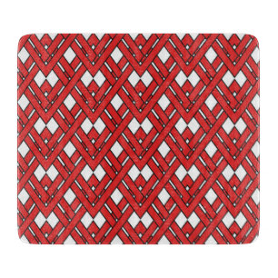 Red Interlocking Rhombuses Geometric Zig Zag Lines Cutting Board