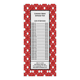 Red Interlocking Rhombuses Geometric Zig Zag Lines Rack Card