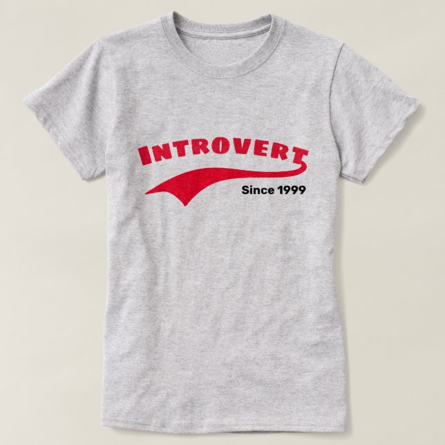 Red Introvert Typography Swoosh Custom Date T-Shirt (Design Front)