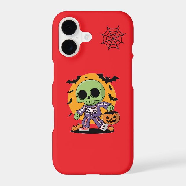 Red iPhone 17 Case with Cute Halloween Design (Back)