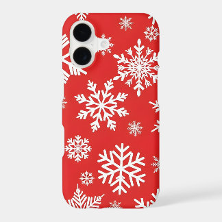 Red iPhone 17 Case with White Snowflake Pattern