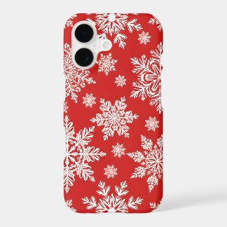 Red iPhone 17 Case with White Snowflake Pattern