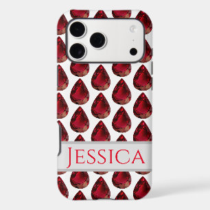 Red iPhone case faceted Gemstone Pear Ruby