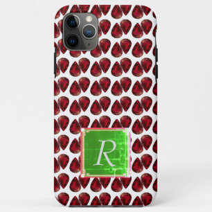 Red iPhone case Ruby Pear Gemstone with Monogram