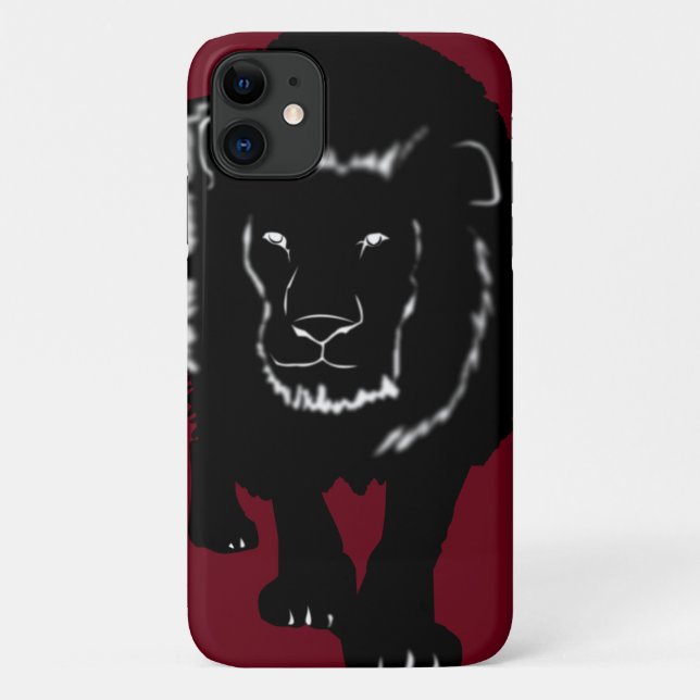 Red iPhone Case with Lion - Choose Colours (Back)