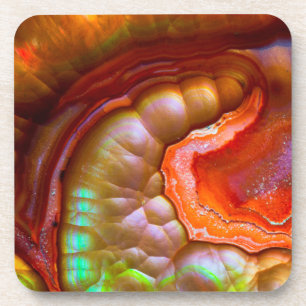 Red iridescent Fire Opal Coaster