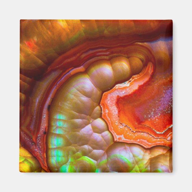Red iridescent Fire Opal Magnet (Front)