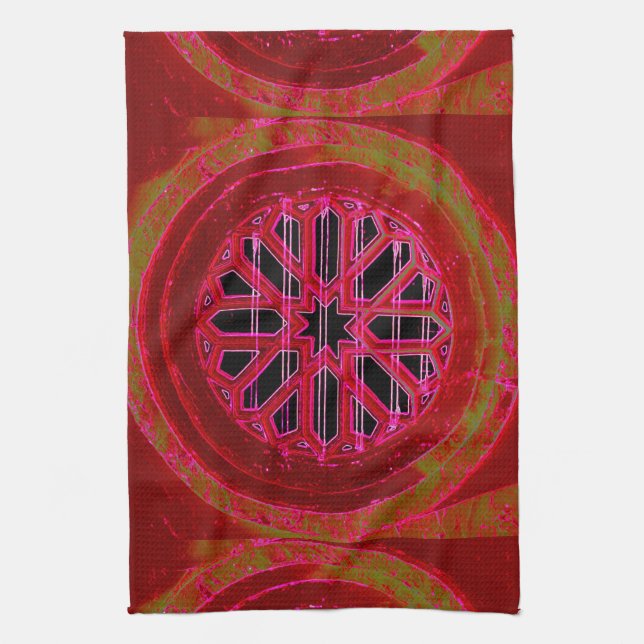red irish church window towel (Vertical)