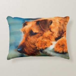 Red Irish Terrier Dog Art Pet Portrait I Miss You Decorative Cushion