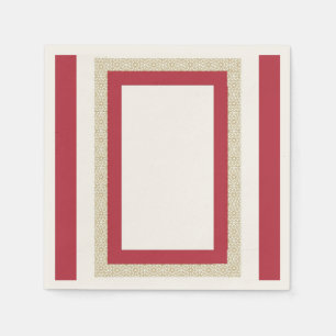 Red Islamic Geometric Border Wedding Napkin