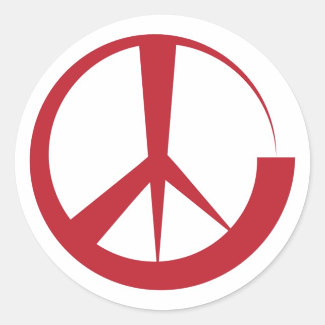 Red isolated creative peace sign classic round sticker (Front)