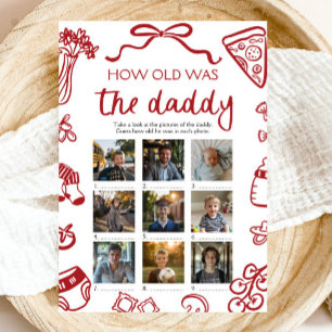 Red Italian Hand Drawn How Old Was The Daddy Game Invitation