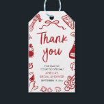 Red Italian Hand Drawn Pizza Pasta Bridal Shower Gift Tags<br><div class="desc">Add a flavorful touch to your celebration with these Red Italian Hand Drawn Pizza Pasta Bridal Shower Gift Tags! 🍕🍝💍 Featuring whimsical hand-sketched illustrations of pizza slices, pasta, and charming red details, these tags are perfect for labelling favours, gifts, or party bags. Ideal for an Italian-themed bridal shower, pizza party,...</div>