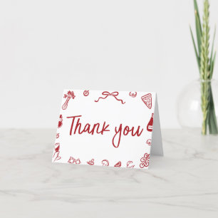 Red Italian Hand Drawn That's Amore Pizza Pasta Thank You Card