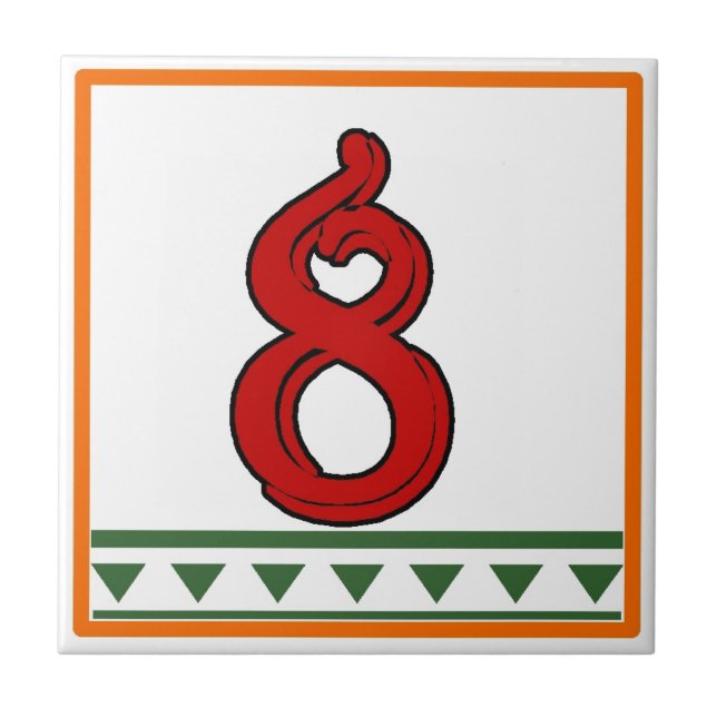 Red Italian House Signs Letters & Numbers Tile (Front)