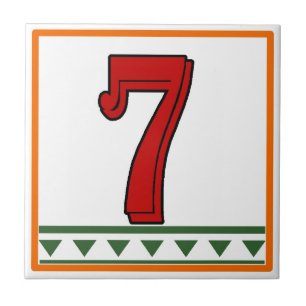 Red Italian Letters & Numbers Ceramic Tile