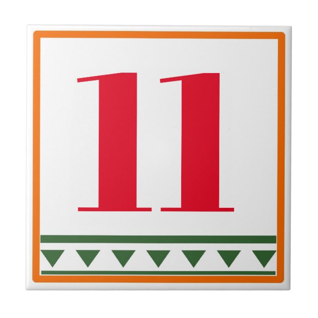 Red Italian Letters & Numbers, edit numbers Cerami Ceramic Tile (Front)