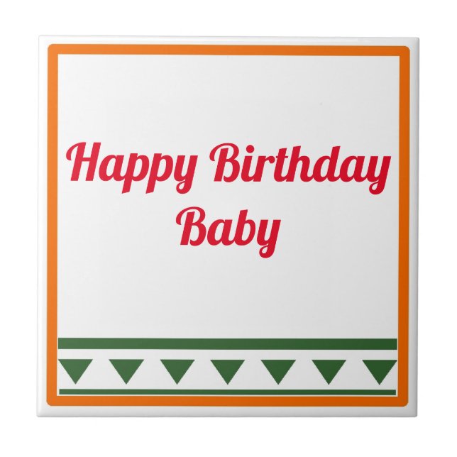 Red Italian Letters & Numbers, edit numbers Cerami Ceramic Tile (Front)