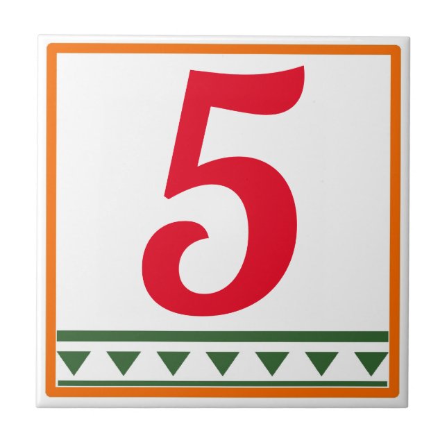 Red Italian Letters & Numbers, edit numbers Ceramic Tile (Front)