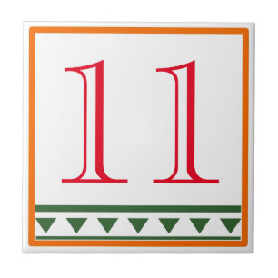 Red Italian Letters & Numbers, edit numbers Ceramic Tile