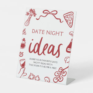 Red Italian Pizza Date Night Ideas Bridal Shower  Pedestal Sign