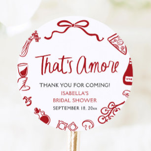 Red Italian That's Amore Pizza Pasta Bridal Shower Classic Round Sticker