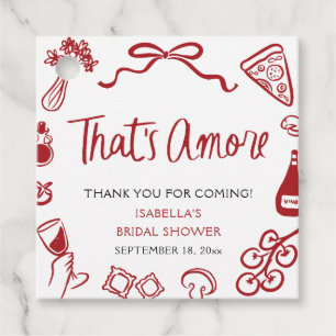 Red Italian That's Amore Pizza Pasta Bridal Shower Favour Tags