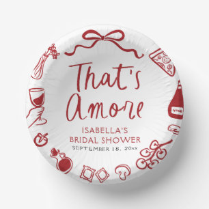 Red Italian That's Amore Pizza Pasta Bridal Shower Paper Plate