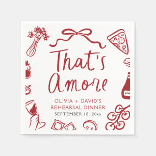 Red Italian That's Amore Pizza Rehearsal Dinner Napkin