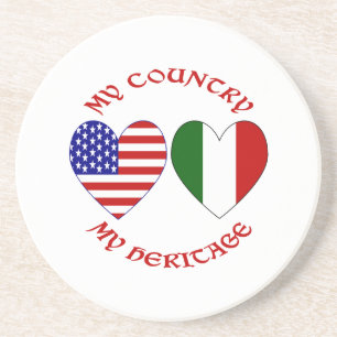 Red Italian USA Country Heritage Coaster