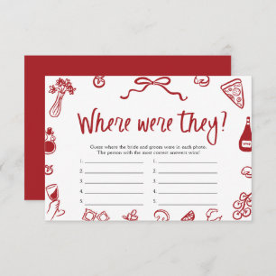 Red Italian Where Were They Bridal Shower Game Invitation