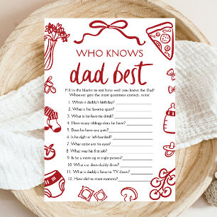 Red Italian Who Knows Daddy Best Baby Shower Game Invitation