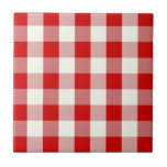 Red & Ivory Cottagecore Gingham Check Plaid Ceramic Tile<br><div class="desc">Modern spring picnic trend,  with gingham plaid tartan pattern in red and ivory colours.</div>