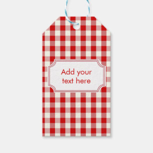 Red & Ivory Cottagecore Gingham Check Plaid Gift Tags