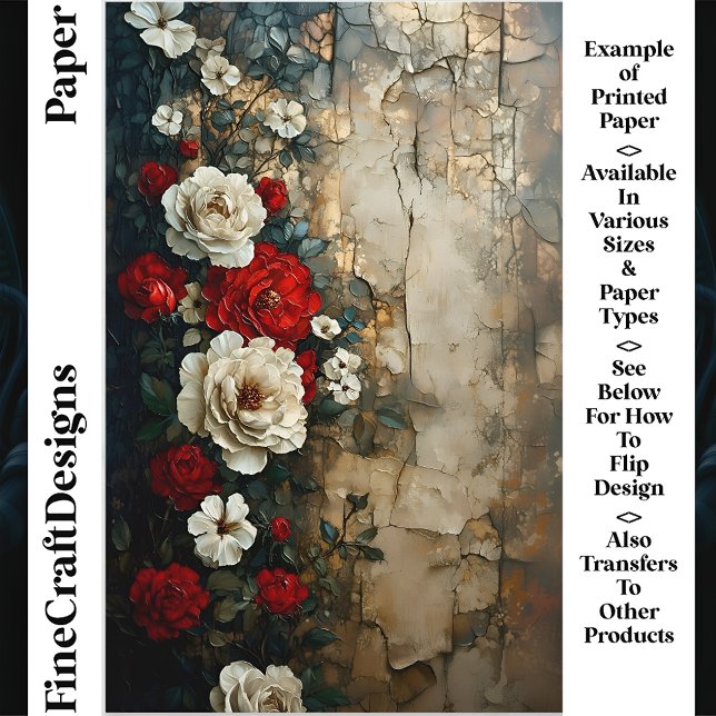 Red Ivory Roses, Weathered Wall CQ4 Craft Paper (Creator Uploaded)