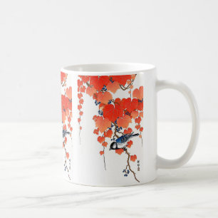 "Red Ivy and Bird" by Koson Ohara Koson Coffee Mug
